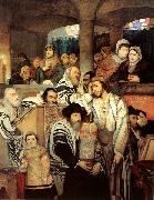 Maurycy Gottlieb Jews Praying in the Synagogue on Yom Kippur Sweden oil painting artist